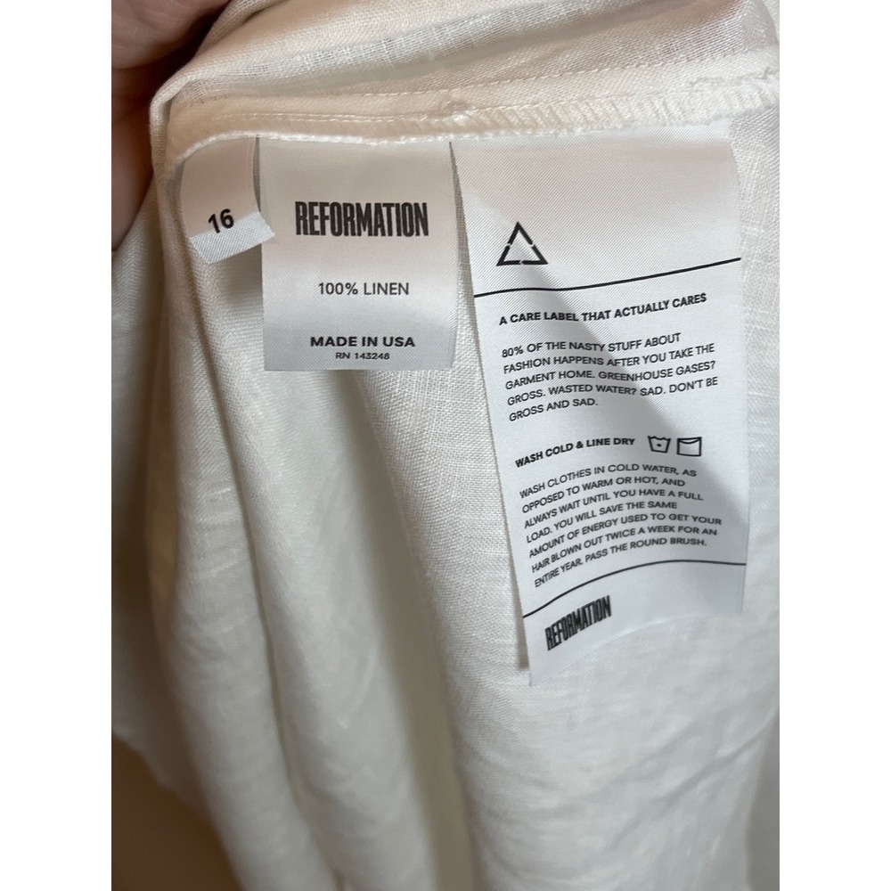 Reformation Serena Dress White Linen Lace Up Midi Sundress 16 NEW - Picture 7 of 7